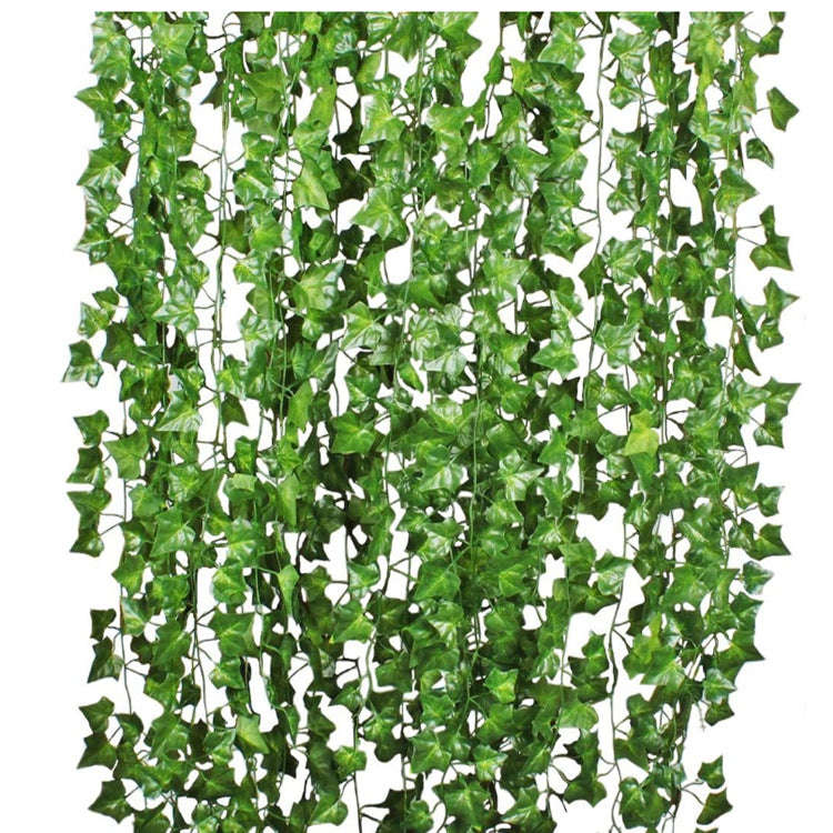 Green Silk Artificial Hanging Leaf Garland Plants Vine Leaves Diy For Home Wedding Party Bathroom Garden Decoration | Orazek UK Ltd