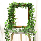 Green Silk Artificial Hanging Leaf Garland Plants Vine Leaves Diy For Home Wedding Party Bathroom Garden Decoration | Orazek UK Ltd