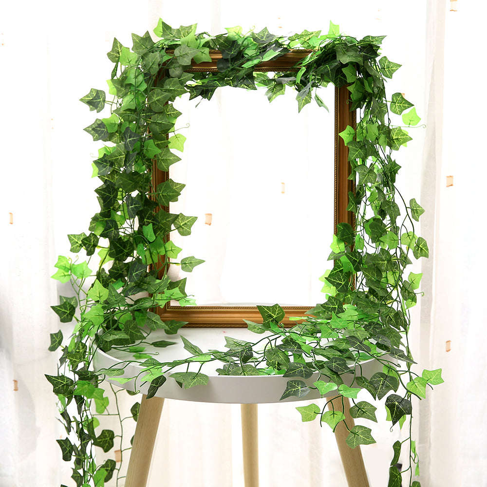 Green Silk Artificial Hanging Leaf Garland Plants Vine Leaves Diy For Home Wedding Party Bathroom Garden Decoration | Orazek UK Ltd
