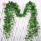 Green Silk Artificial Hanging Leaf Garland Plants Vine Leaves Diy For Home Wedding Party Bathroom Garden Decoration | Orazek UK Ltd
