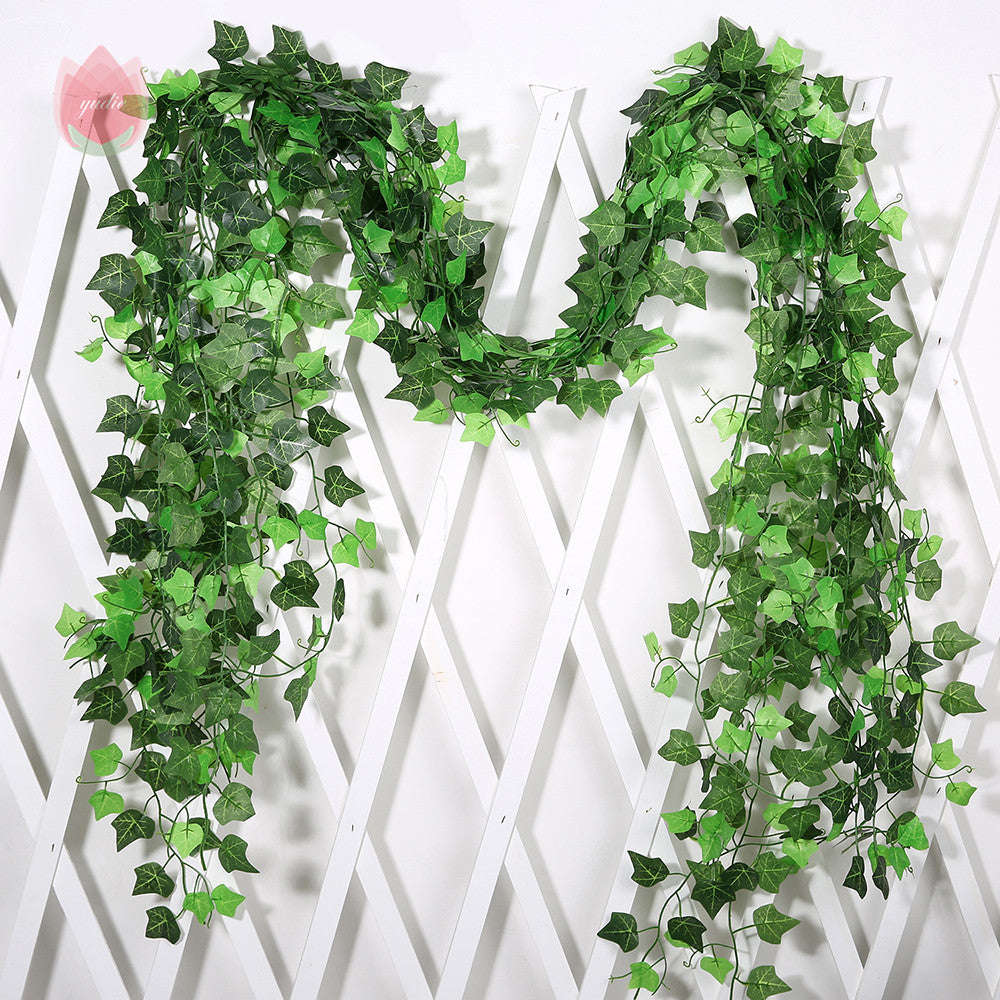 Green Silk Artificial Hanging Leaf Garland Plants Vine Leaves Diy For Home Wedding Party Bathroom Garden Decoration | Orazek UK Ltd