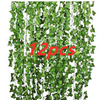 Green Silk Artificial Hanging Leaf Garland Plants Vine Leaves Diy For Home Wedding Party Bathroom Garden Decoration | Orazek UK Ltd