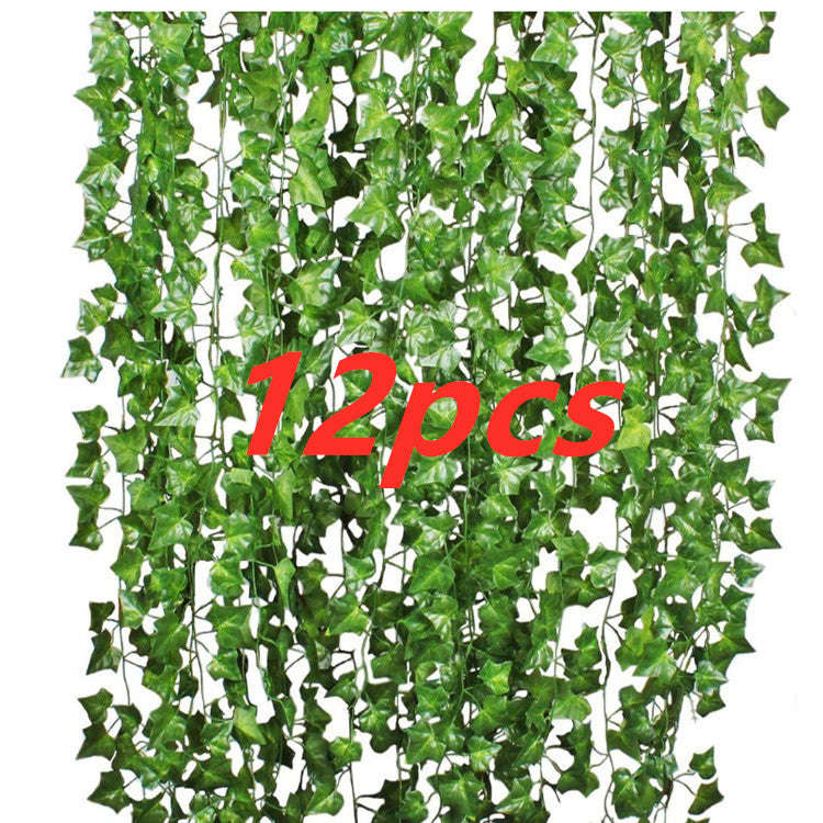 Green Silk Artificial Hanging Leaf Garland Plants Vine Leaves Diy For Home Wedding Party Bathroom Garden Decoration | Orazek UK Ltd