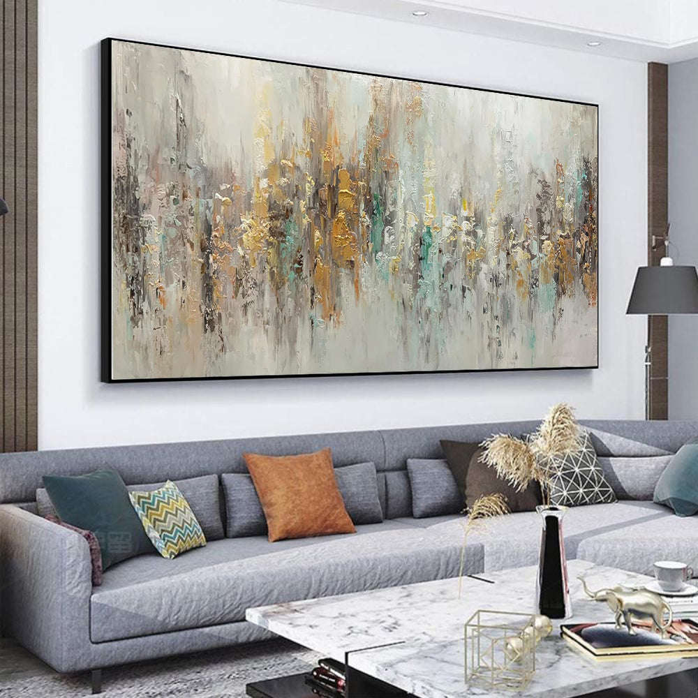 Handmade Abstract Oil Painting On Canvas Light Luxury Horizontal Wall Art For Living Room Bedroom Decor Orazek UK Ltd