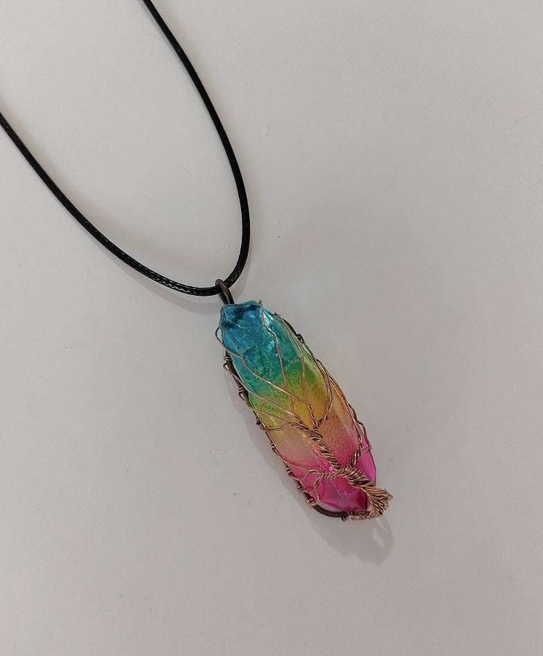 Hot Selling Stone Crystal Pillar Tree Of Life Pendant Ins Fashion Necklace | Orazek UK Ltd