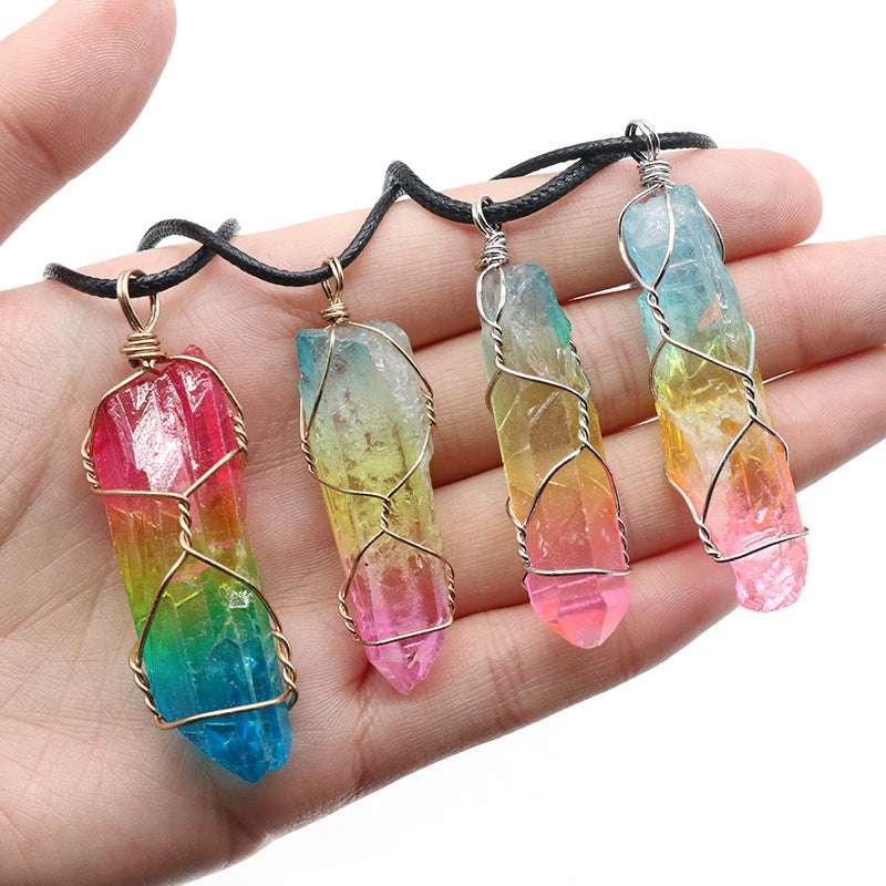 Hot Selling Stone Crystal Pillar Tree Of Life Pendant Ins Fashion Necklace | Orazek UK Ltd