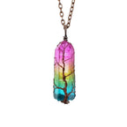 Hot Selling Stone Crystal Pillar Tree Of Life Pendant Ins Fashion Necklace | Orazek UK Ltd