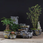 Indoor Black Purple Sand Orchid Pots High Leg Succulent Plant Ceramic | Orazek UK Ltd