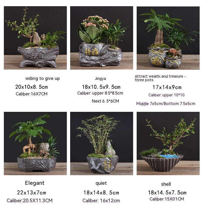 Indoor Black Purple Sand Orchid Pots High Leg Succulent Plant Ceramic | Orazek UK Ltd