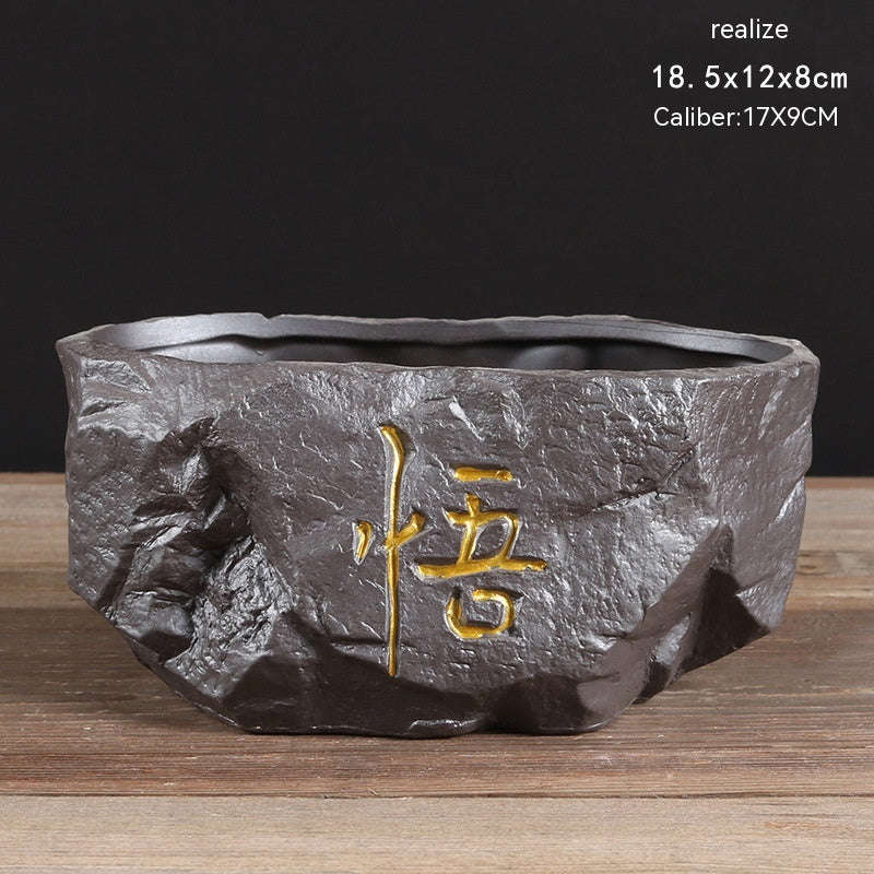 Indoor Black Purple Sand Orchid Pots High Leg Succulent Plant Ceramic Orazek UK Ltd