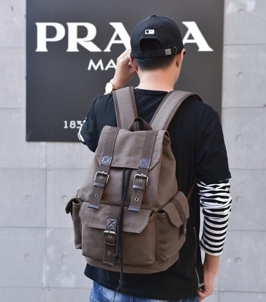 Influx street canvas backpack unisex backpack retro leisure travel bag large capacity bag | Orazek UK Ltd