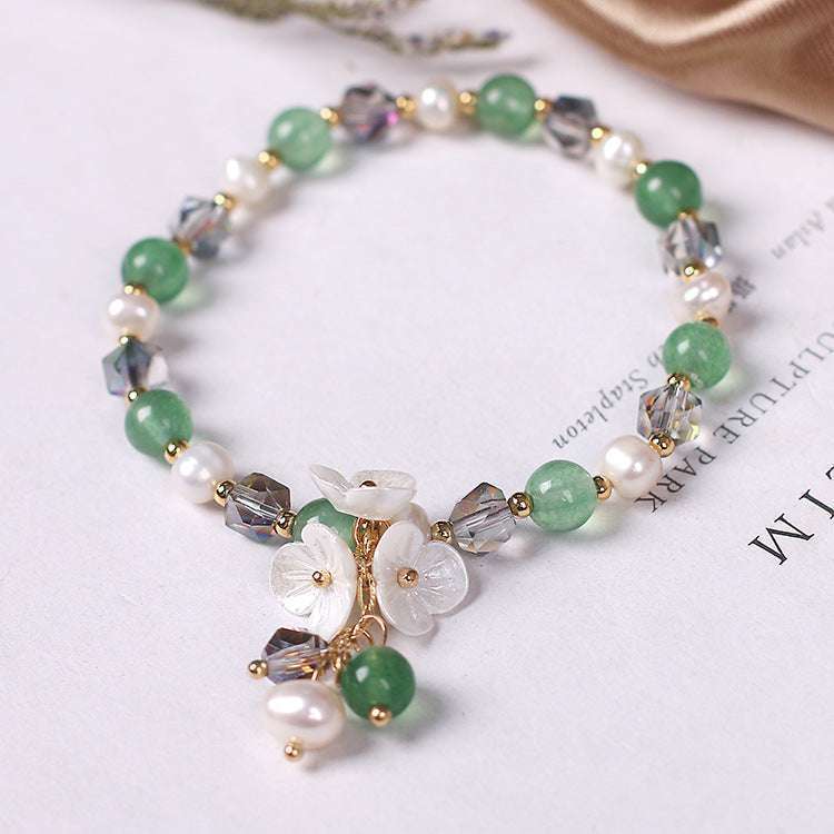 Ins Korean Style Freshwater Pearl Strawberry Crystal Bracelet Shell Flower Women's Jewelry | Orazek UK Ltd