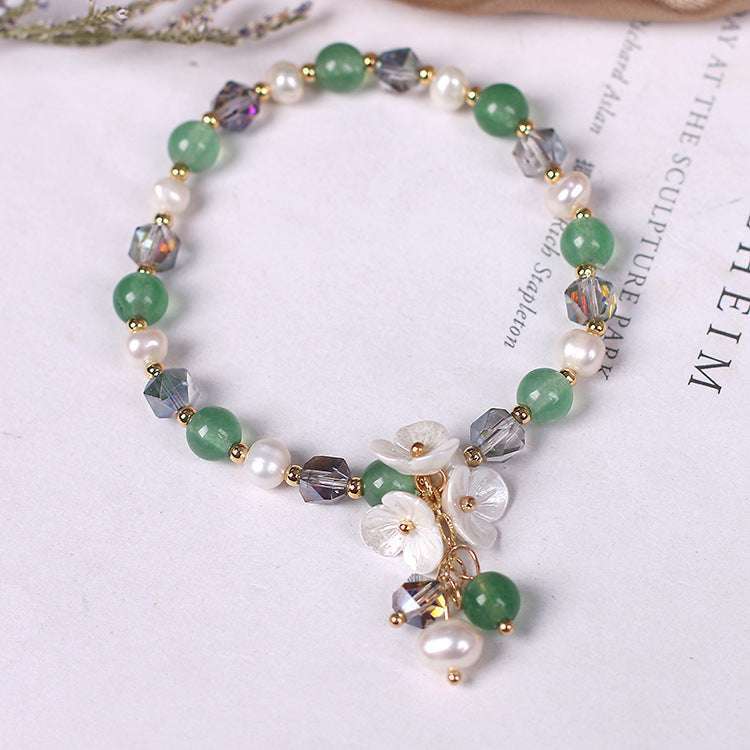 Ins Korean Style Freshwater Pearl Strawberry Crystal Bracelet Shell Flower Women's Jewelry | Orazek UK Ltd