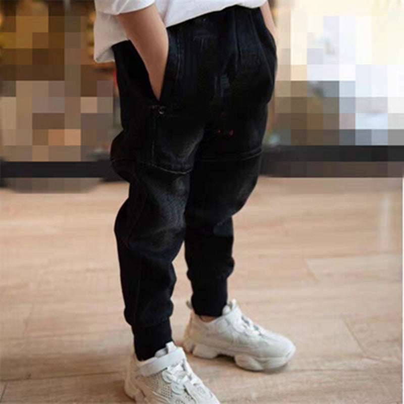 Kids Black Jeans Single Pants Spring And Autumn Boys Pants | Orazek UK Ltd