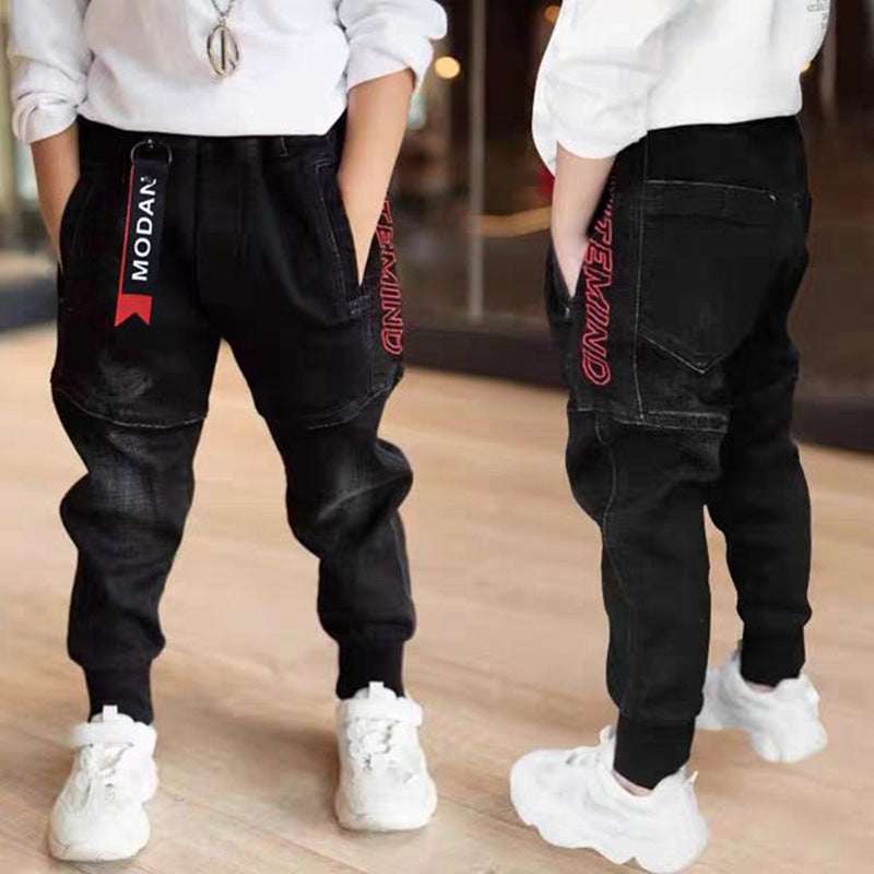 Kids Black Jeans Single Pants Spring And Autumn Boys Pants | Orazek UK Ltd