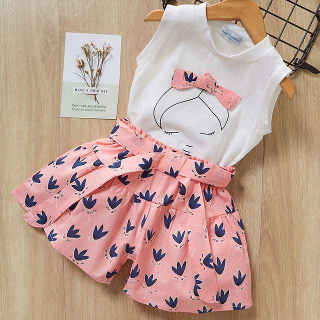 Kids Girls Clothes For Baby Girl Kids T-Shirt Shorts Suit | Orazek UK Ltd