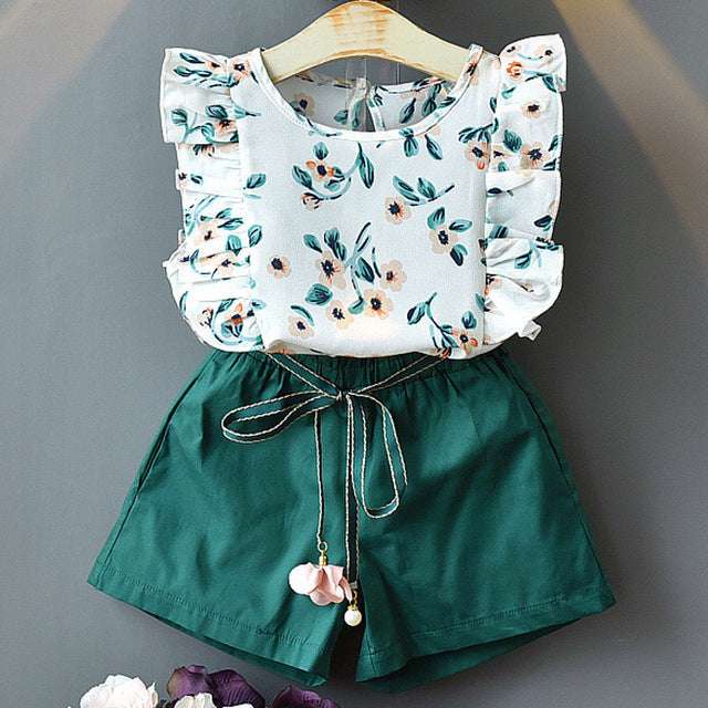 Kids Girls Clothes For Baby Girl Kids T-Shirt Shorts Suit | Orazek UK Ltd