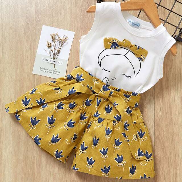Kids Girls Clothes For Baby Girl Kids T-Shirt Shorts Suit | Orazek UK Ltd