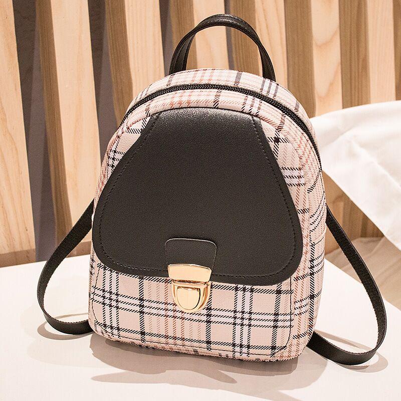 Ladies Check Lock Small Backpack One Shoulder Diagonal Handbag Coin Purse | Orazek UK Ltd