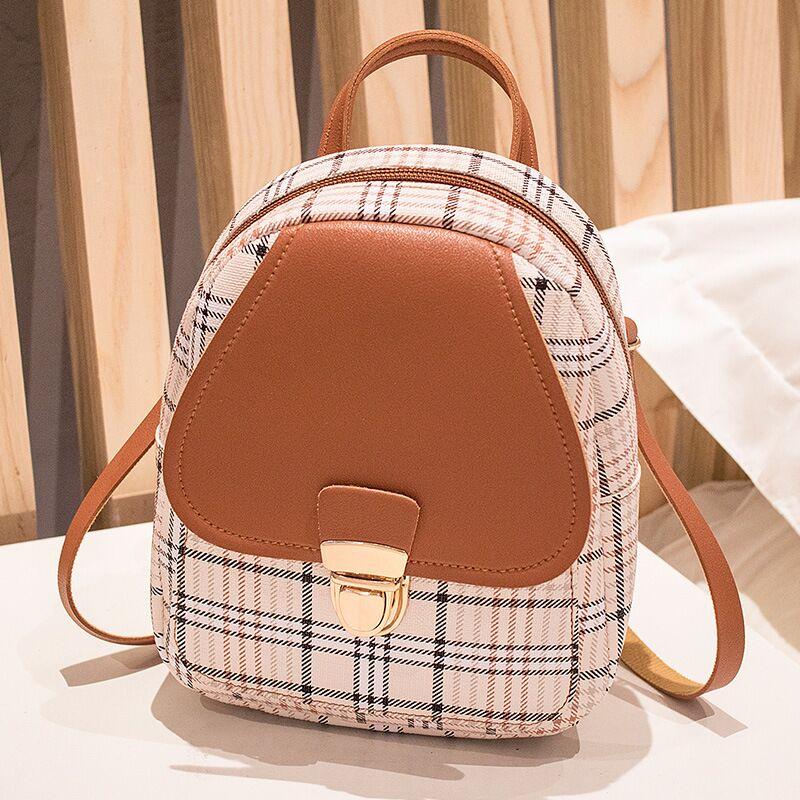 Ladies Check Lock Small Backpack One Shoulder Diagonal Handbag Coin Purse | Orazek UK Ltd