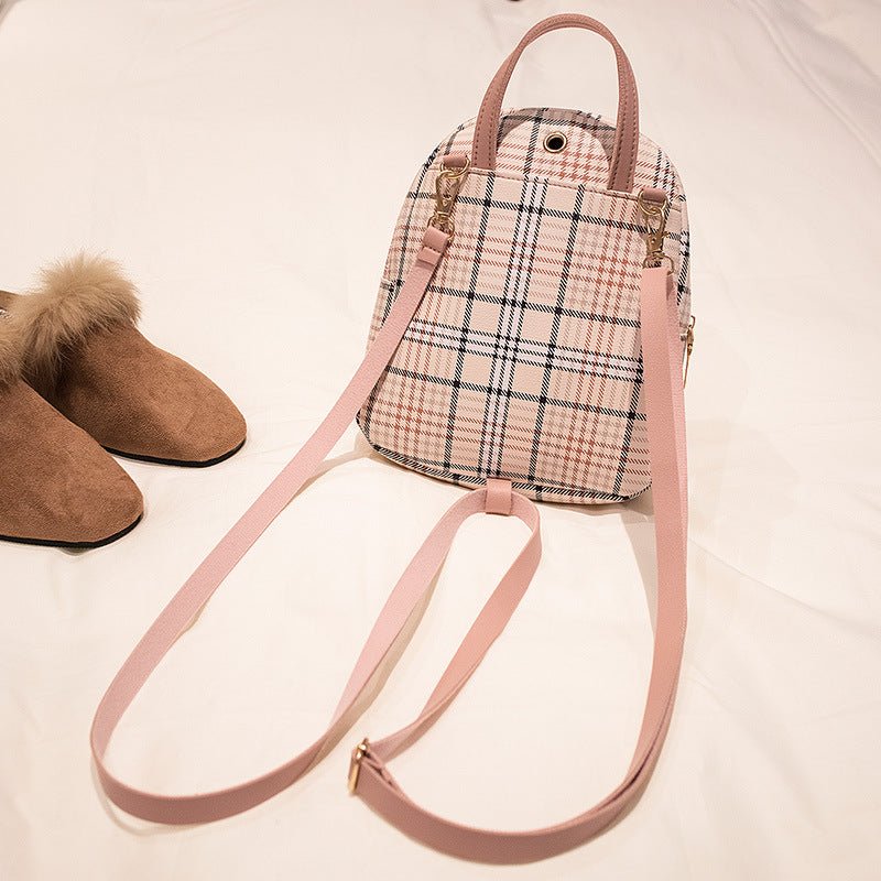 Ladies Check Lock Small Backpack One Shoulder Diagonal Handbag Coin Purse | Orazek UK Ltd