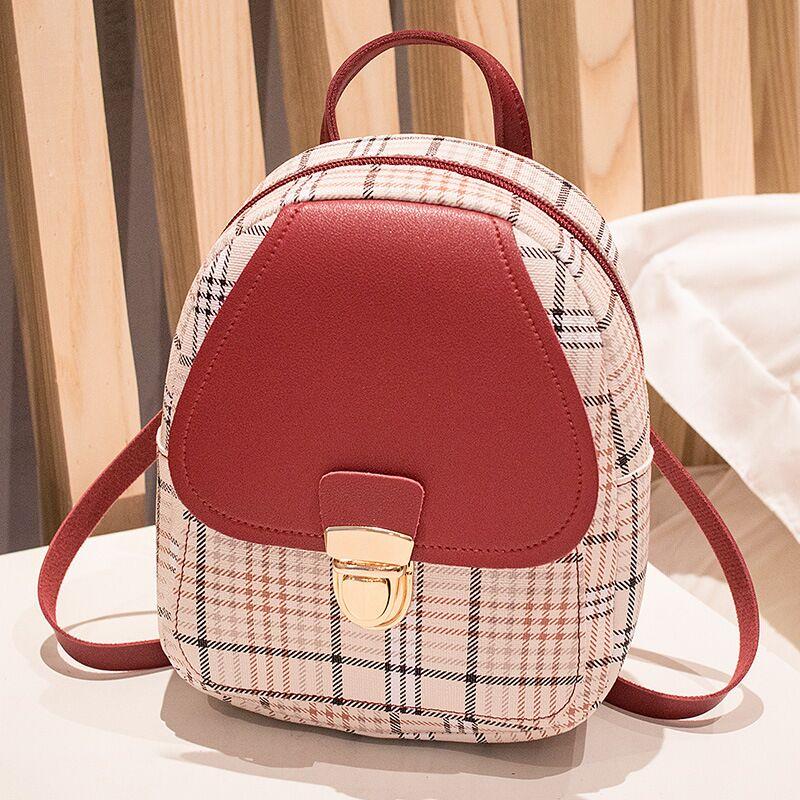 Ladies Check Lock Small Backpack One Shoulder Diagonal Handbag Coin Purse | Orazek UK Ltd