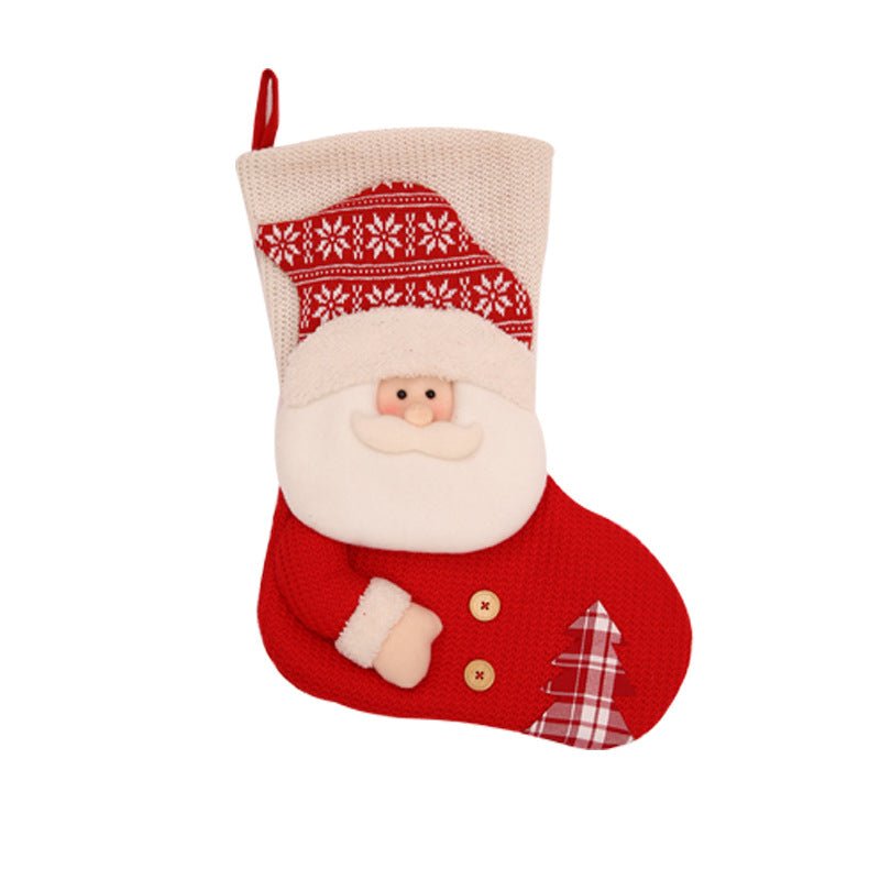 Large Red White Knitted Christmas Stocking Santa Claus Fireplace Decor Socks Xmas Gift Bags Candy Holder Decor For Home | Orazek UK Ltd