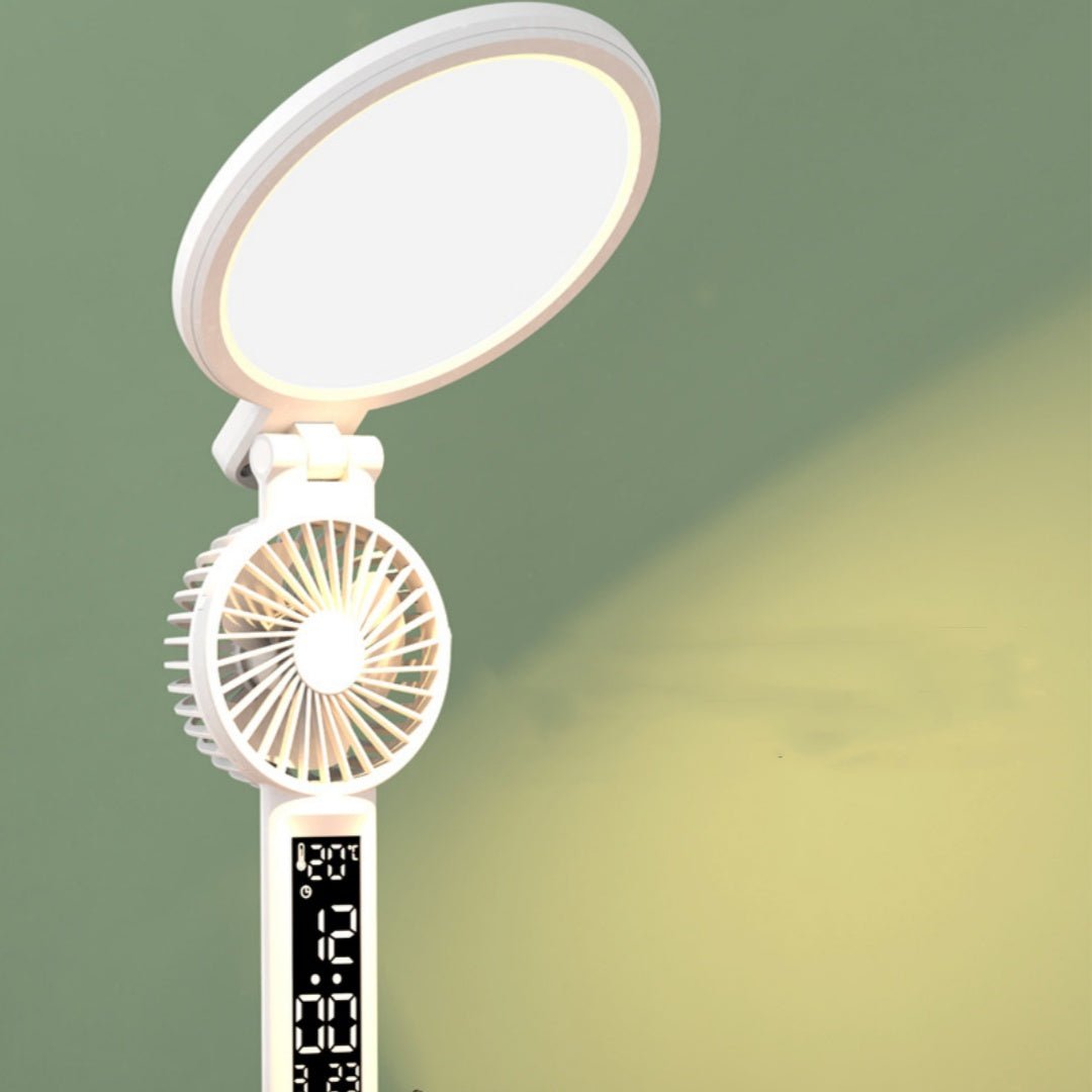 LED Clock Table Lamp USB Chargeable Dimmable Desk Lamp Plug-in LED Fan Light Foldable Eye Protection Reading Night Light | Orazek UK Ltd