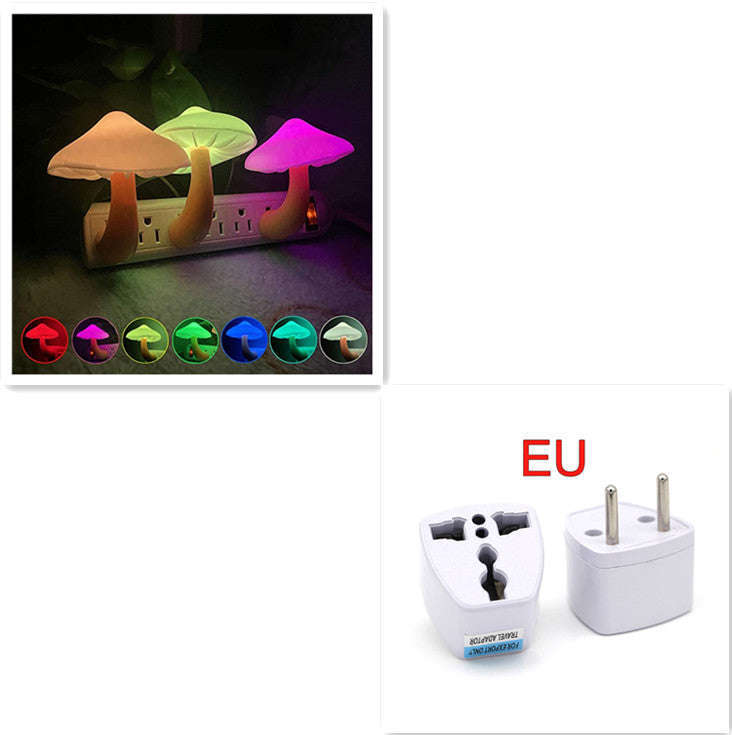 LED Night Light Mushroom Wall Socket Lamp EU US Plug Warm White Light-control Sensor Bedroom Light Home Decoration | Orazek UK Ltd