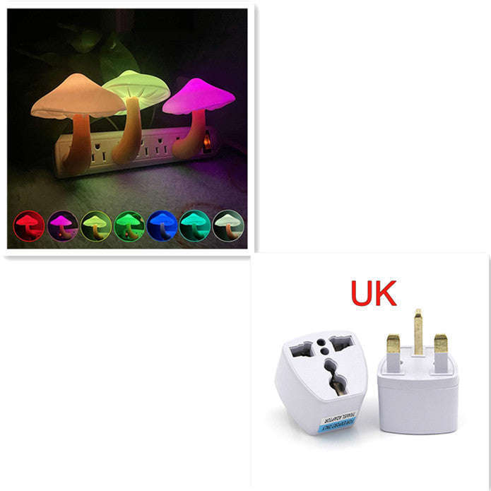 LED Night Light Mushroom Wall Socket Lamp EU US Plug Warm White Light-control Sensor Bedroom Light Home Decoration | Orazek UK Ltd