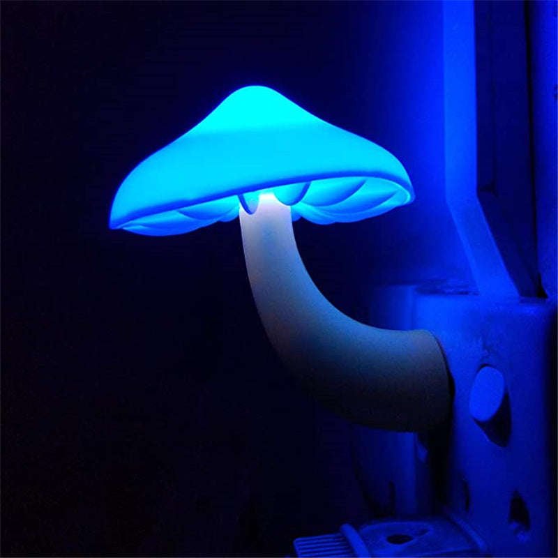 LED Night Light Mushroom Wall Socket Lamp EU US Plug Warm White Light-control Sensor Bedroom Light Home Decoration | Orazek UK Ltd