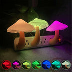 LED Night Light Mushroom Wall Socket Lamp EU US Plug Warm White Light-control Sensor Bedroom Light Home Decoration | Orazek UK Ltd