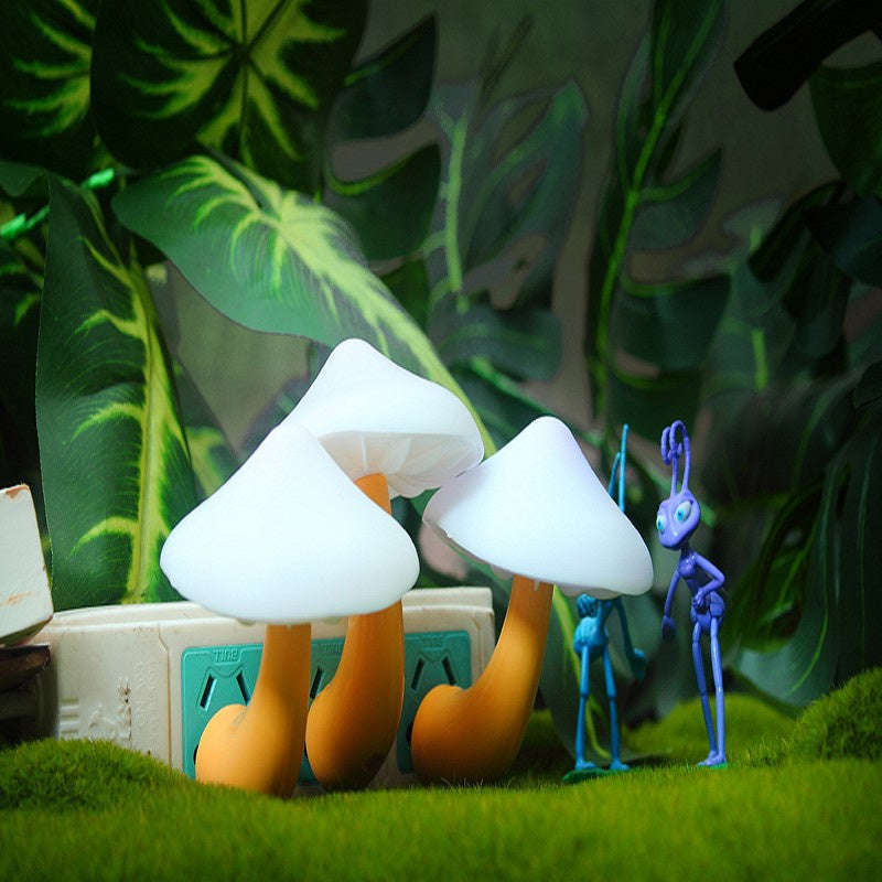 LED Night Light Mushroom Wall Socket Lamp EU US Plug Warm White Light-control Sensor Bedroom Light Home Decoration | Orazek UK Ltd