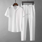 Leisure Suit Summer Loose Short Sleeve Top And Drawstring Trousers Fashion Mens Clothing | Orazek UK Ltd
