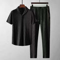 Leisure Suit Summer Loose Short Sleeve Top And Drawstring Trousers Fashion Mens Clothing | Orazek UK Ltd