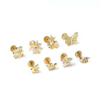Lip Stud Stem Stainless Steel Piercing Stud Earrings Micro-set Zircon | Orazek UK Ltd