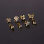 Lip Stud Stem Stainless Steel Piercing Stud Earrings Micro-set Zircon | Orazek UK Ltd