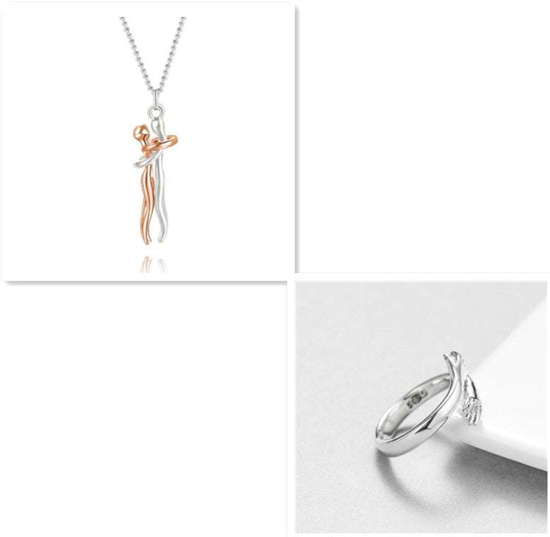 Love Hug Necklace Unisex Men Women Couple Jewelry Simple Temperament Clavicle Chain Valentines Day Lover Gift | Orazek UK Ltd