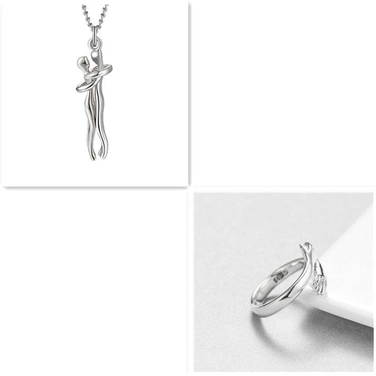 Love Hug Necklace Unisex Men Women Couple Jewelry Simple Temperament Clavicle Chain Valentines Day Lover Gift | Orazek UK Ltd