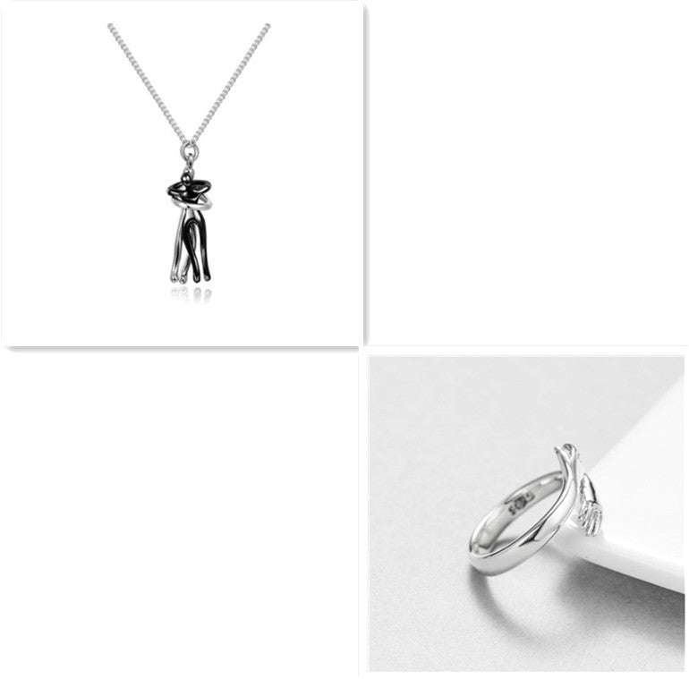 Love Hug Necklace Unisex Men Women Couple Jewelry Simple Temperament Clavicle Chain Valentines Day Lover Gift | Orazek UK Ltd