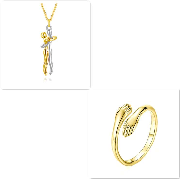 Love Hug Necklace Unisex Men Women Couple Jewelry Simple Temperament Clavicle Chain Valentines Day Lover Gift Orazek UK Ltd