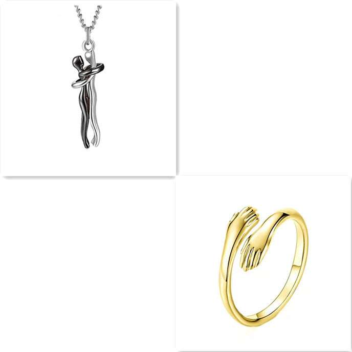 Love Hug Necklace Unisex Men Women Couple Jewelry Simple Temperament Clavicle Chain Valentines Day Lover Gift Orazek UK Ltd