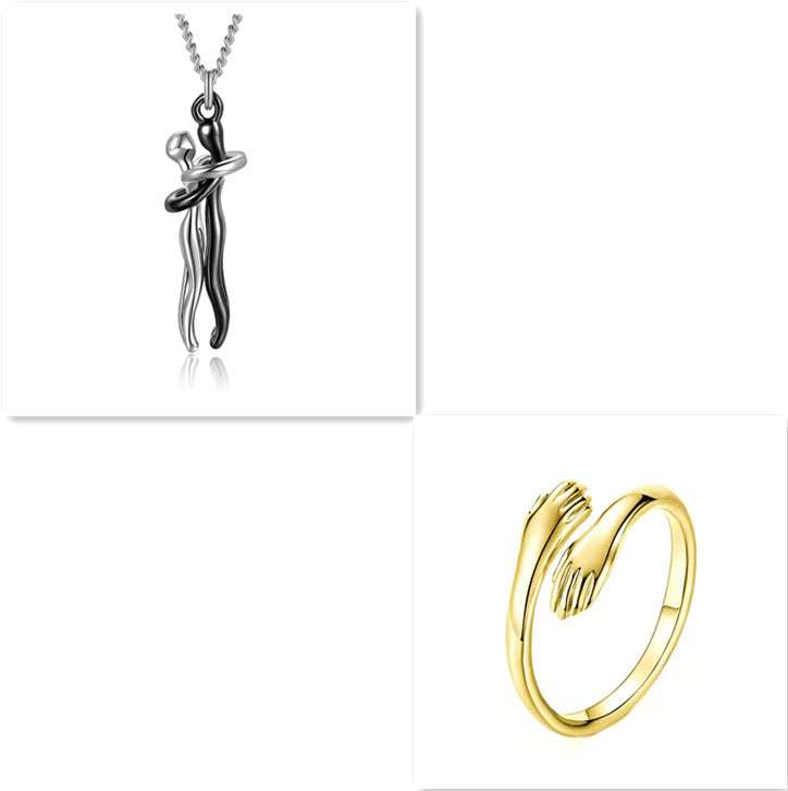 Love Hug Necklace Unisex Men Women Couple Jewelry Simple Temperament Clavicle Chain Valentines Day Lover Gift Orazek UK Ltd