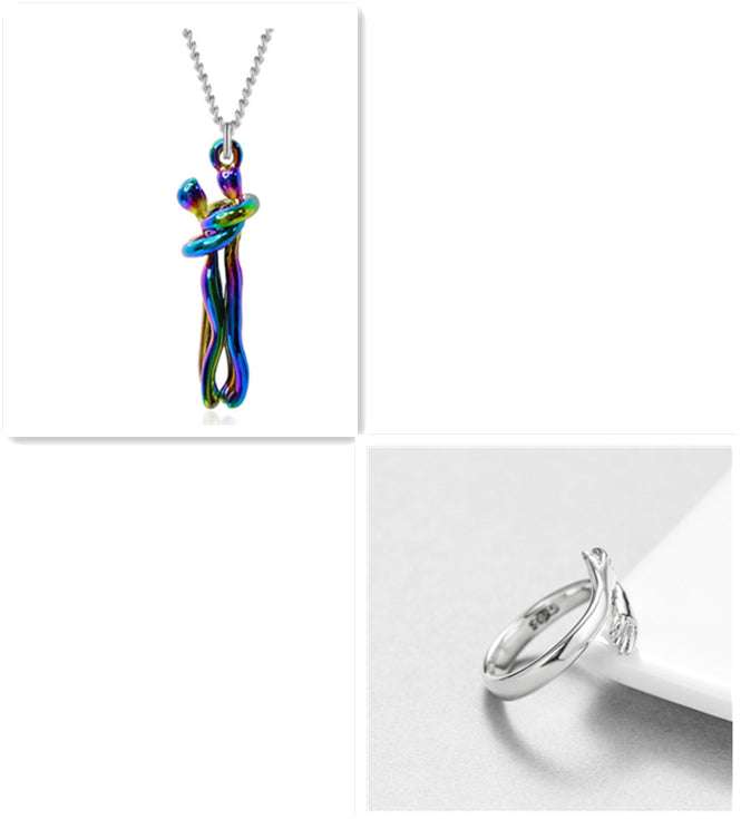 Love Hug Necklace Unisex Men Women Couple Jewelry Simple Temperament Clavicle Chain Valentines Day Lover Gift Orazek UK Ltd