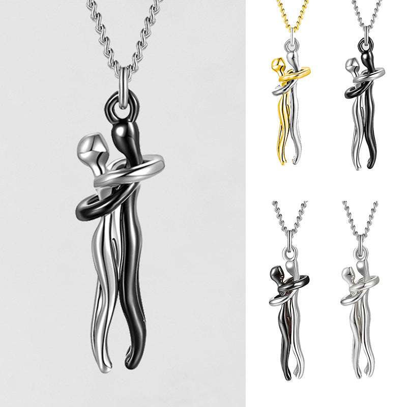 Love Hug Necklace Unisex Men Women Couple Jewelry Simple Temperament Clavicle Chain Valentines Day Lover Gift Orazek UK Ltd