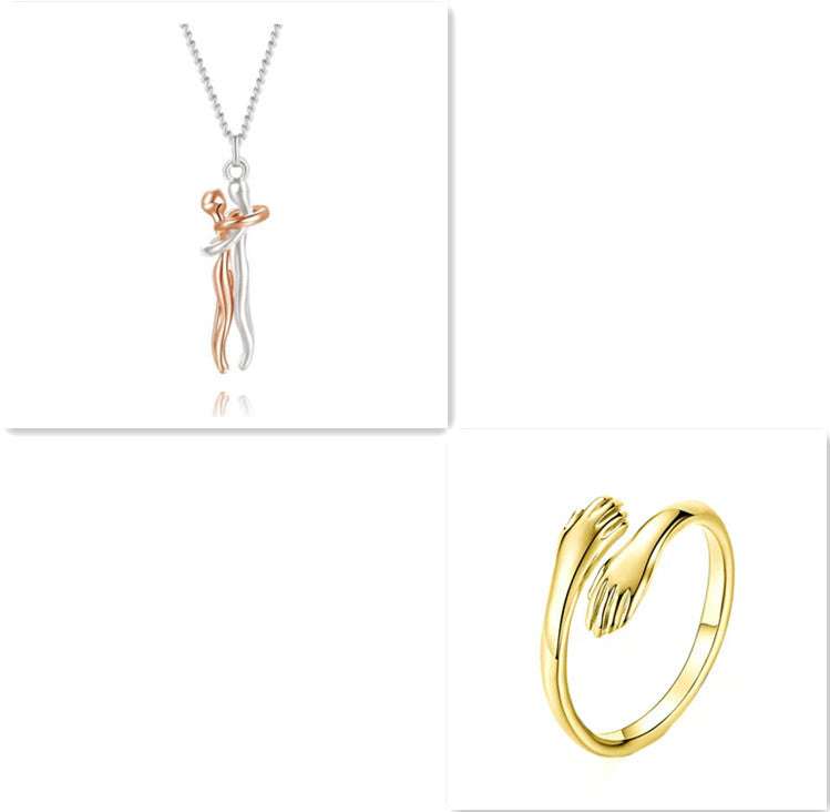 Love Hug Necklace Unisex Men Women Couple Jewelry Simple Temperament Clavicle Chain Valentines Day Lover Gift Orazek UK Ltd