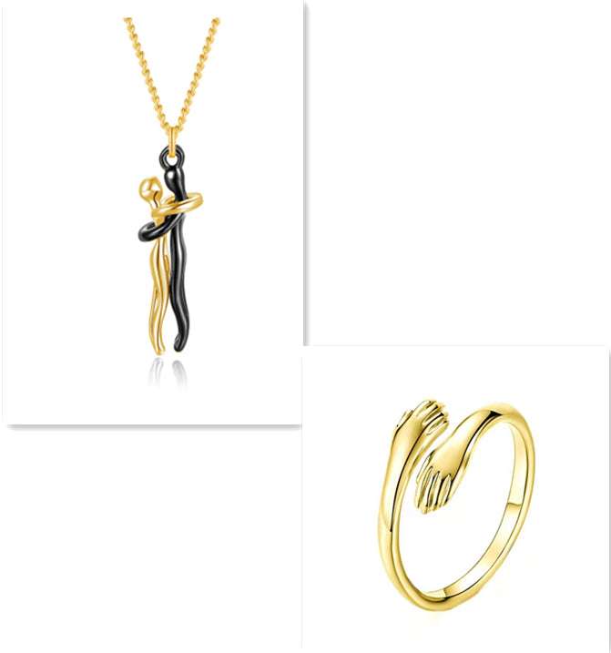 Love Hug Necklace Unisex Men Women Couple Jewelry Simple Temperament Clavicle Chain Valentines Day Lover Gift Orazek UK Ltd