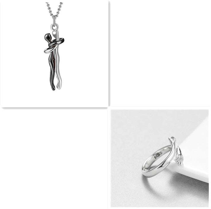 Love Hug Necklace Unisex Men Women Couple Jewelry Simple Temperament Clavicle Chain Valentines Day Lover Gift Orazek UK Ltd