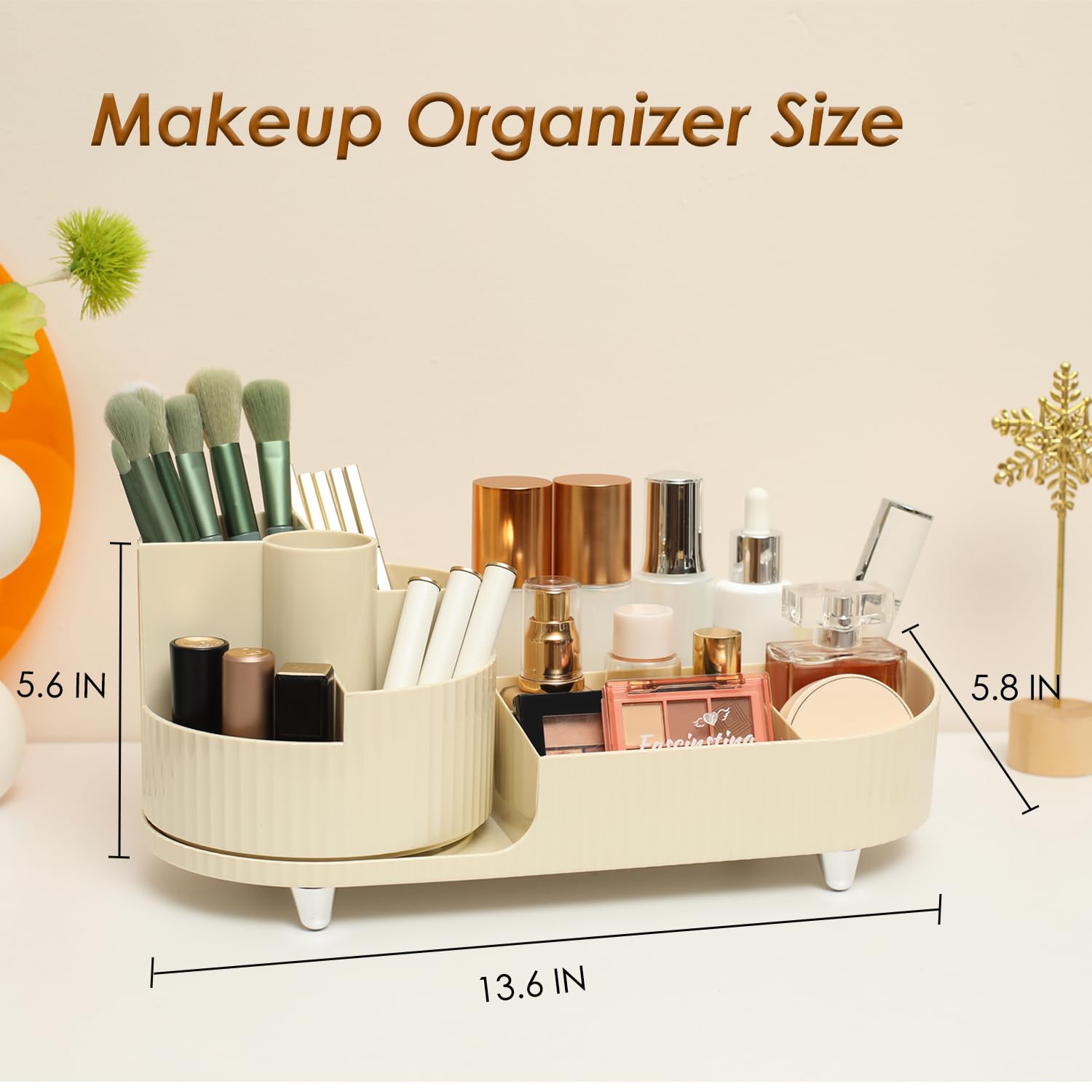 Makeup Organizer Countertop Rotating Makeup Organizer For Vanity Large Capacity Cosmetic Display Case With Makeup Brush Holder Cosmetic Organizer Countertop | Orazek UK Ltd
