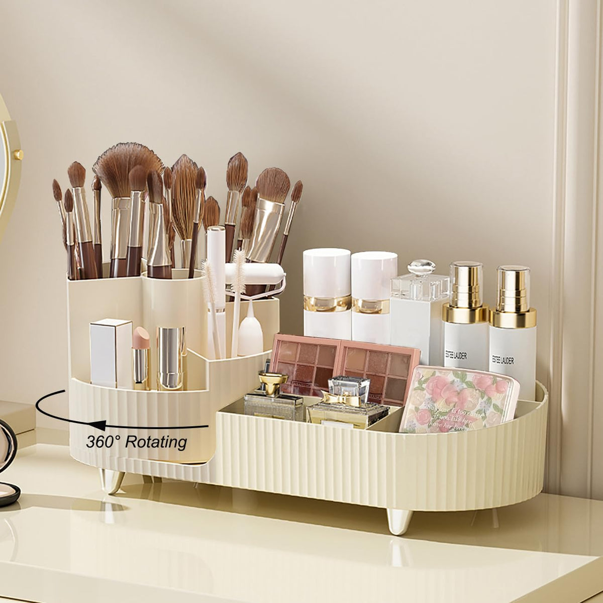 Makeup Organizer Countertop Rotating Makeup Organizer For Vanity Large Capacity Cosmetic Display Case With Makeup Brush Holder Cosmetic Organizer Countertop | Orazek UK Ltd